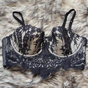 Victorias Secret Black & Nude Lace Bra